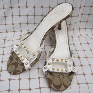 Coach Candice Italy White Studded Kitten Heel 7.5M